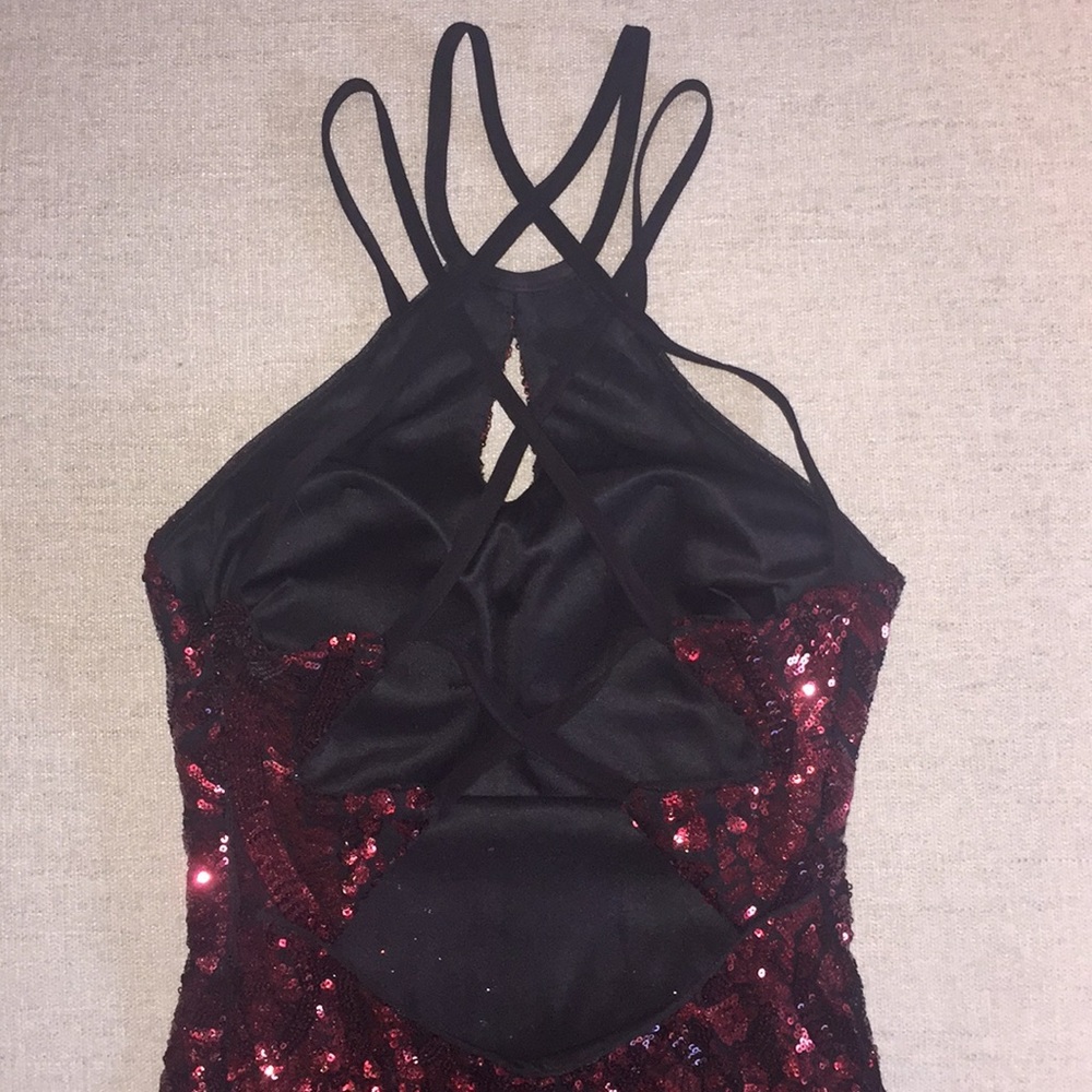 Morgan & Co Merlot Sequin Dress Size 1/2 - Picture 5 of 5